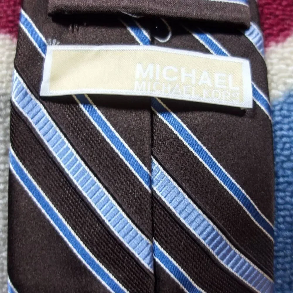 Michael Kors Men's Tie 100% Silk black‎ blue stripes